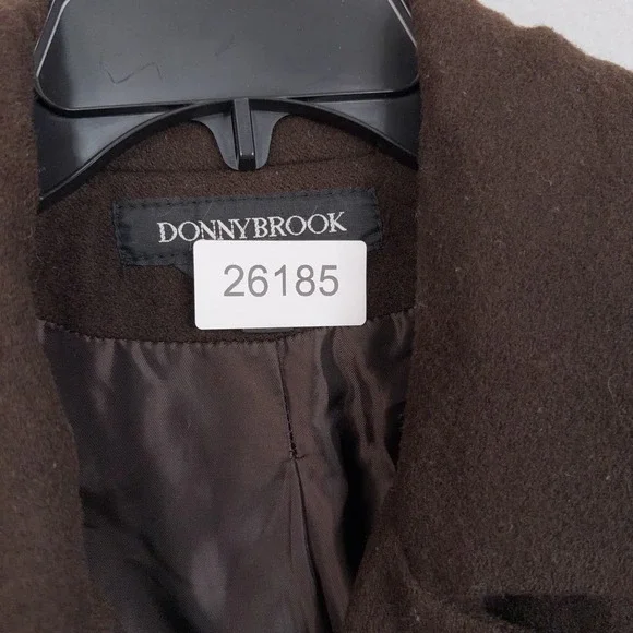 Vintage Donnybrook Coat Womens 6 Brown Wool Belted Mid Length Overcoat Classic - Picture 10 of 10